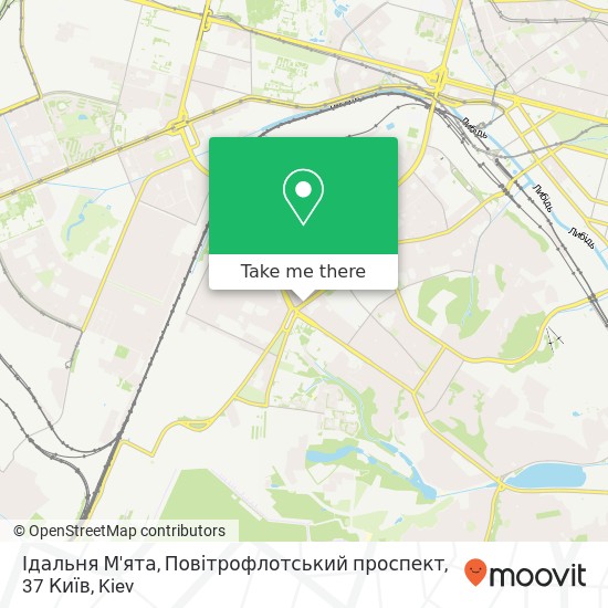 Ідальня М'ята, Повітрофлотський проспект, 37 Київ map