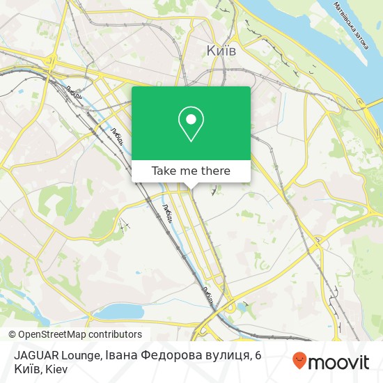 Карта JAGUAR Lounge, Івана Федорова вулиця, 6 Київ