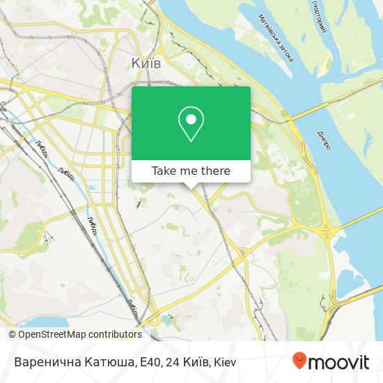 Карта Варенична Катюша, Е40, 24 Київ