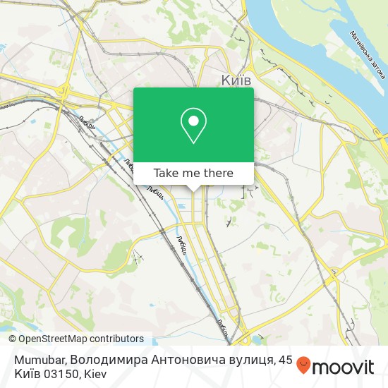 Mumubar, Володимира Антоновича вулиця, 45 Київ 03150 map