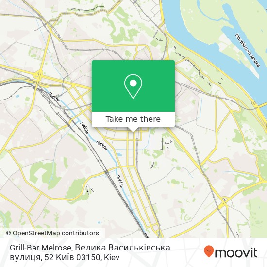 Карта Grill-Bar Melrose, Велика Васильківська вулиця, 52 Київ 03150