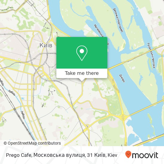Карта Prego Cafe, Московська вулиця, 31 Київ