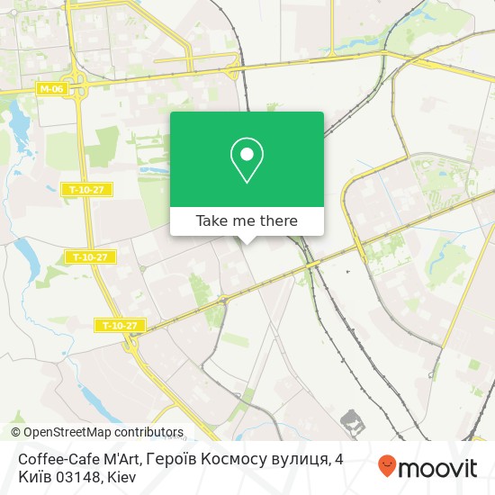 Карта Coffee-Cafe M'Art, Героїв Космосу вулиця, 4 Київ 03148