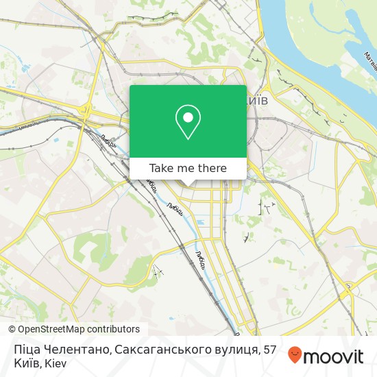 Карта Піца Челентано, Саксаганського вулиця, 57 Київ