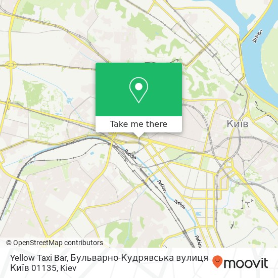Карта Yellow Taxi Bar, Бульварно-Кудрявська вулиця Київ 01135