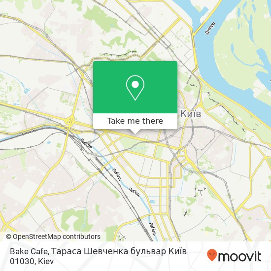 Карта Bake Cafe, Тараса Шевченка бульвар Київ 01030
