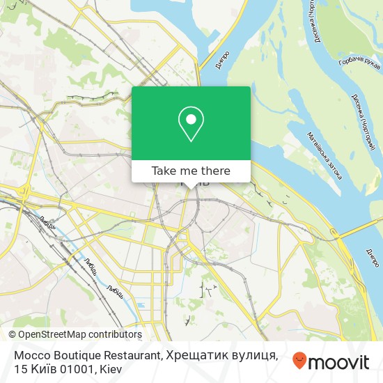 Карта Mocco Boutique Restaurant, Хрещатик вулиця, 15 Київ 01001