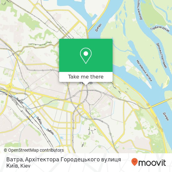 Ватра, Архітектора Городецького вулиця Київ map