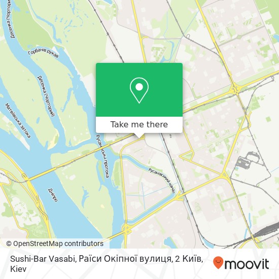 Sushi-Bar Vasabi, Раїси Окіпної вулиця, 2 Київ map