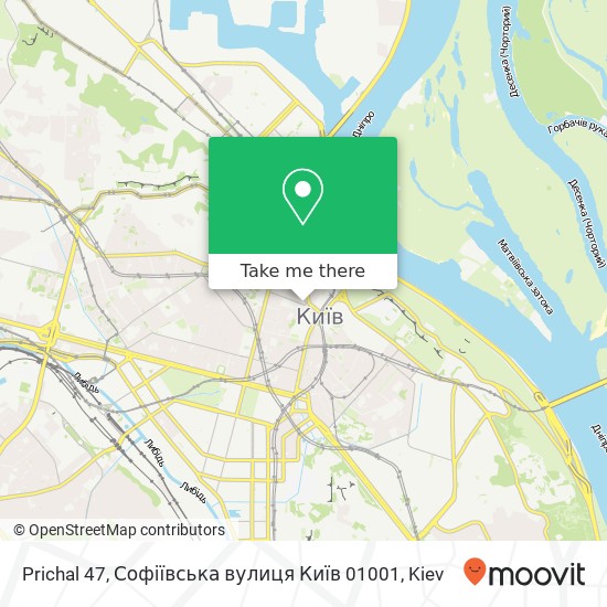 Карта Prichal 47, Софіївська вулиця Київ 01001
