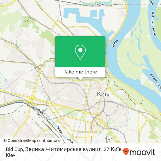 Карта Bid Cup, Велика Житомирська вулиця, 27 Київ