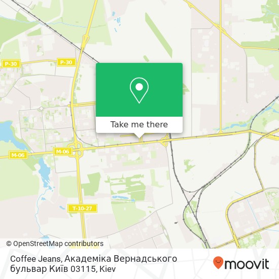 Coffee Jeans, Академіка Вернадського бульвар Київ 03115 map