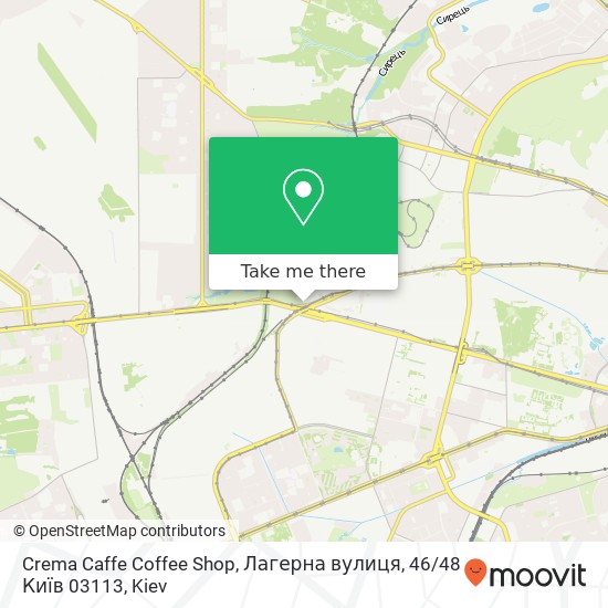 Карта Crema Caffe Coffee Shop, Лагерна вулиця, 46 / 48 Київ 03113