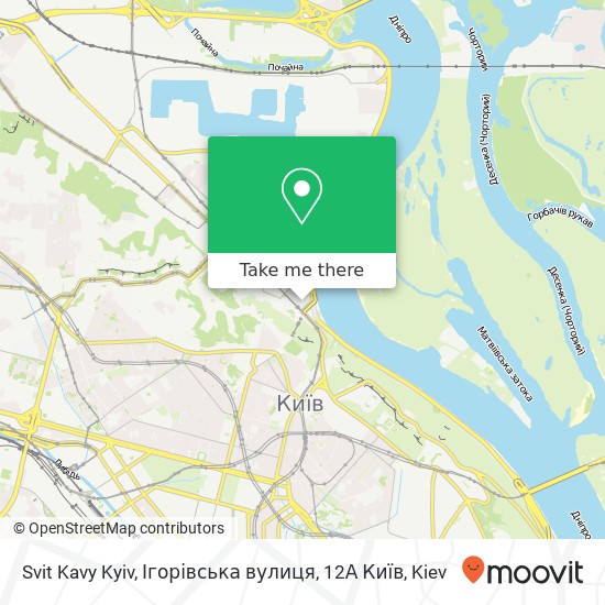 Svit Kavy Kyiv, Ігорівська вулиця, 12А Київ map