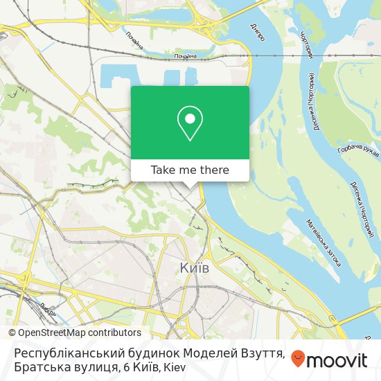 Республіканський будинок Моделей Взуття, Братська вулиця, 6 Київ map