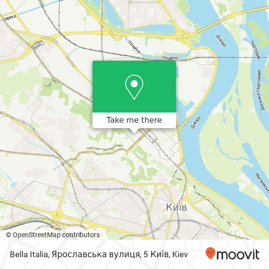 Карта Bella Italia, Ярославська вулиця, 5 Київ