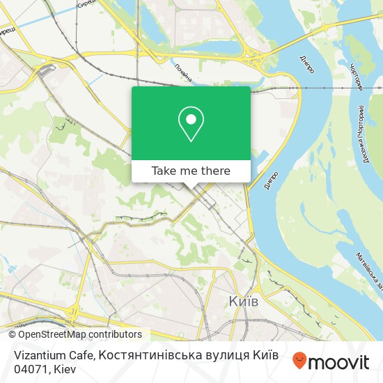 Карта Vizantium Cafe, Костянтинівська вулиця Київ 04071