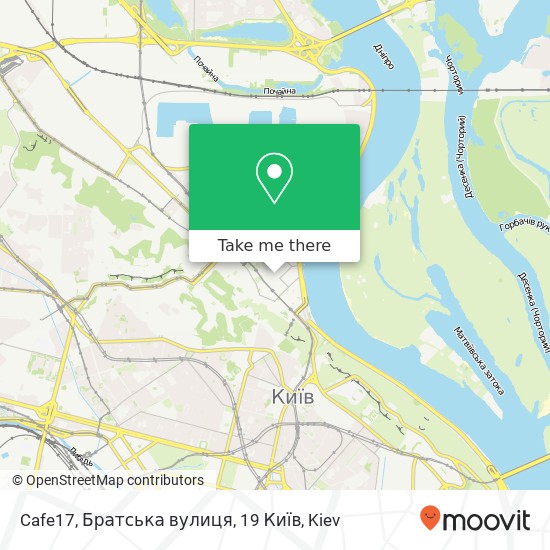 Карта Cafe17, Братська вулиця, 19 Київ