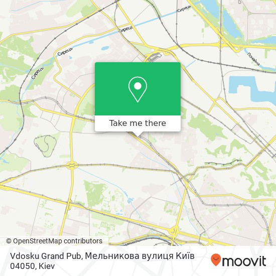 Карта Vdosku Grand Pub, Мельникова вулиця Київ 04050