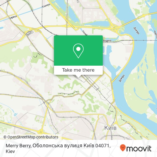 Карта Merry Berry, Оболонська вулиця Київ 04071