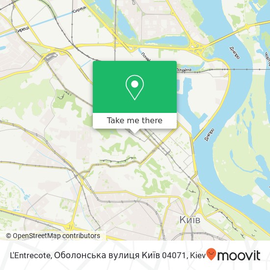 L'Entrecote, Оболонська вулиця Київ 04071 map