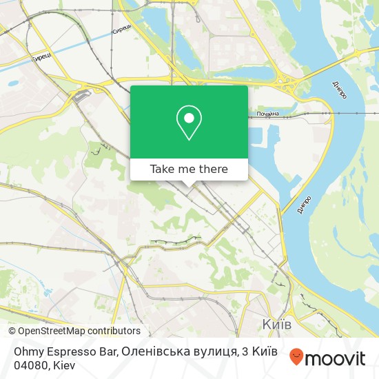 Карта Ohmy Espresso Bar, Оленівська вулиця, 3 Київ 04080