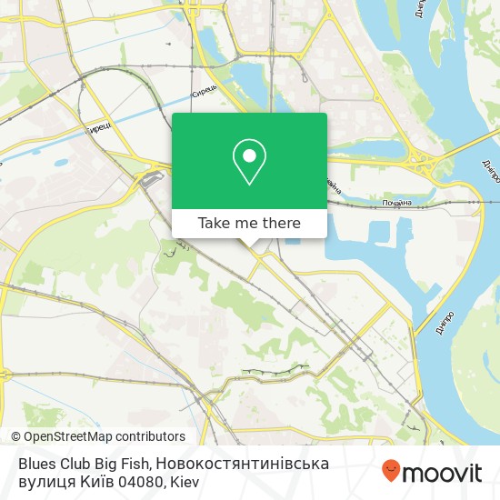 Карта Blues Club Big Fish, Новокостянтинівська вулиця Київ 04080