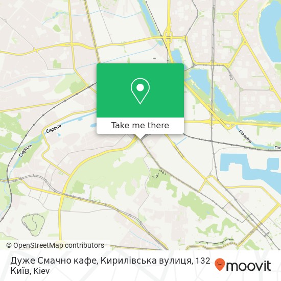 Карта Дуже Смачно кафе, Кирилівська вулиця, 132 Київ