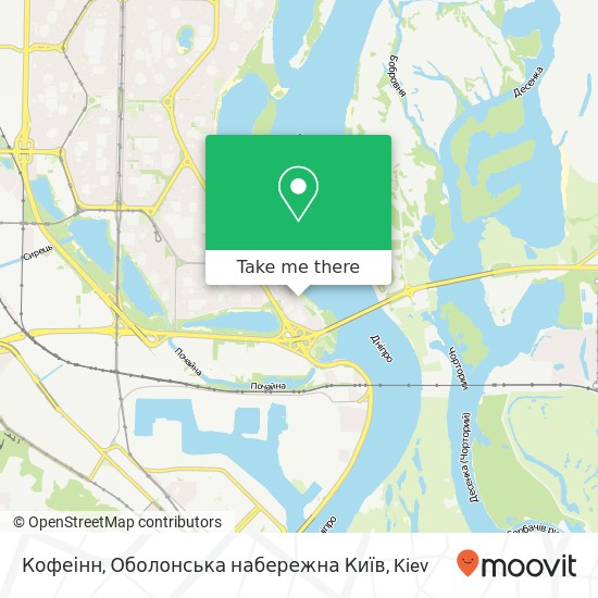 Карта Кофеінн, Оболонська набережна Київ