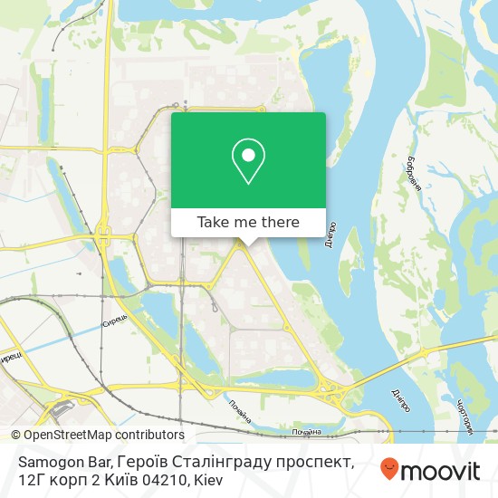 Samogon Bar, Героїв Сталінграду проспект, 12Г корп 2 Київ 04210 map