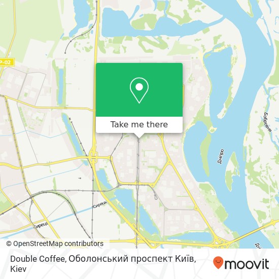 Карта Double Coffee, Оболонський проспект Київ