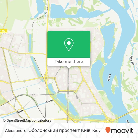 Карта Alessandro, Оболонський проспект Київ