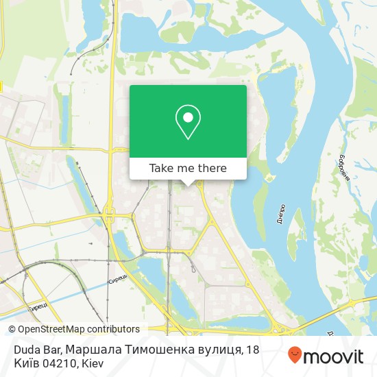 Карта Duda Bar, Маршала Тимошенка вулиця, 18 Київ 04210