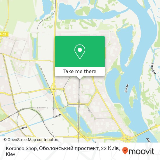 Карта Koranso Shop, Оболонський проспект, 22 Київ