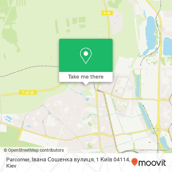 Карта Parcorner, Івана Сошенка вулиця, 1 Київ 04114