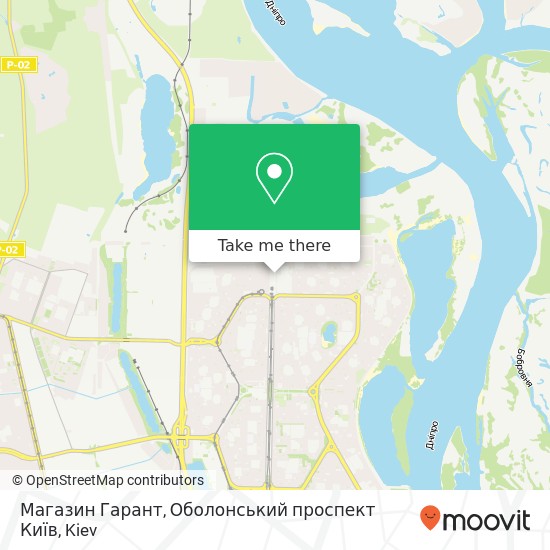 Карта Магазин Гарант, Оболонський проспект Київ