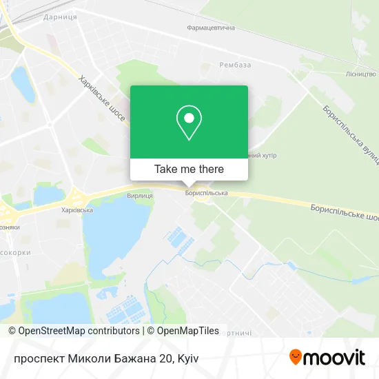 Карта проспект Миколи Бажана 20
