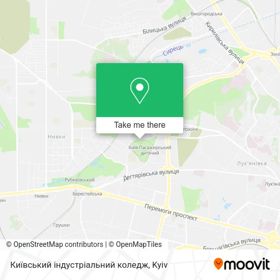 Карта Київський індустріальний коледж