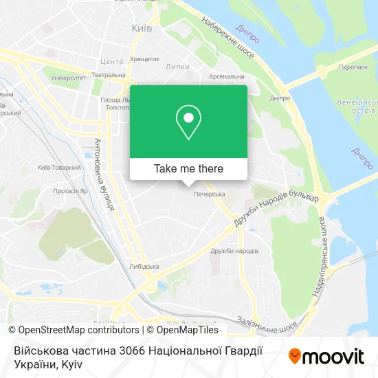 Карта Військова частина 3066 Національної Гвардії України