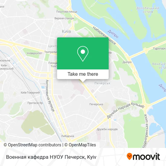 Карта Военная кафедра НУОУ Печерск