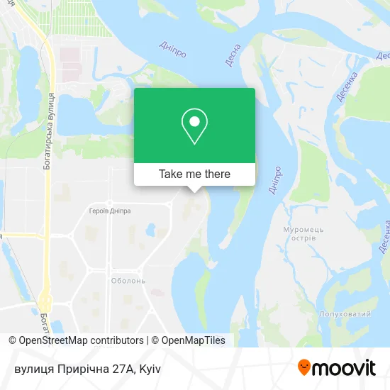 Карта вулиця Прирічна 27А