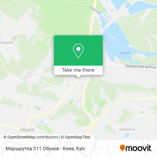 Маршрутка 311 Обухов - Киев map