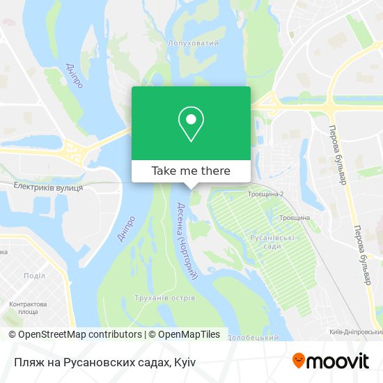 Карта Пляж на Русановских садах