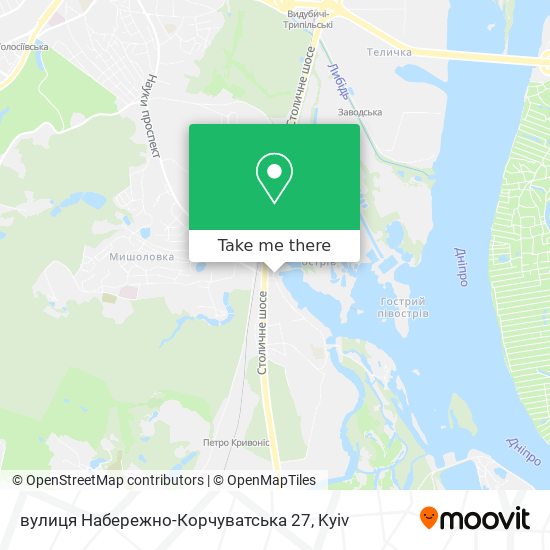 Карта вулиця Набережно-Корчуватська 27