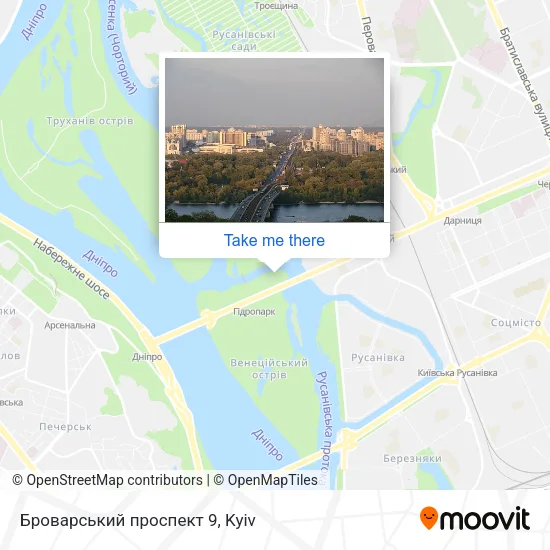 Карта Броварський проспект 9