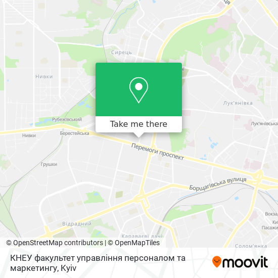 КНЕУ факультет управління персоналом та маркетингу map