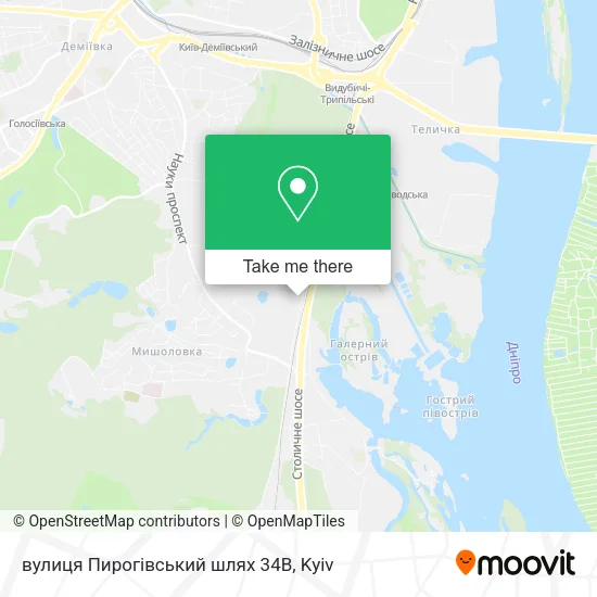 Карта вулиця Пирогівський шлях 34В