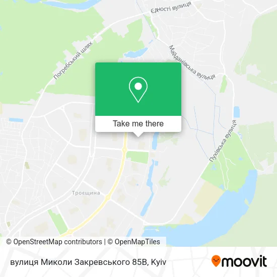 Карта вулиця Миколи Закревського 85В