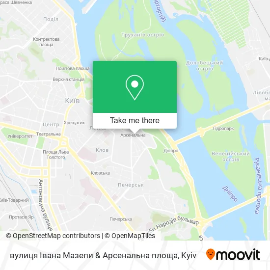 Карта вулиця Івана Мазепи & Арсенальна площа