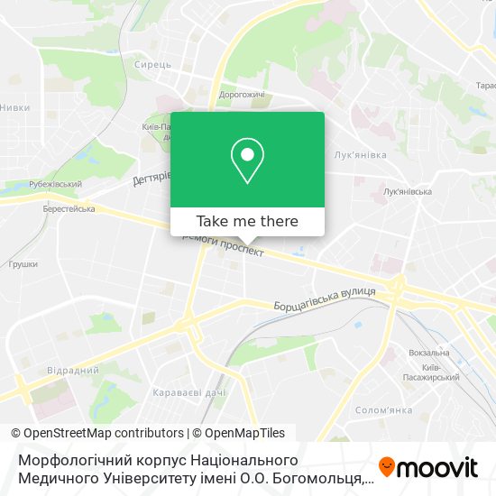 Карта Морфологічний корпус Національного Медичного Університету імені О.О. Богомольця